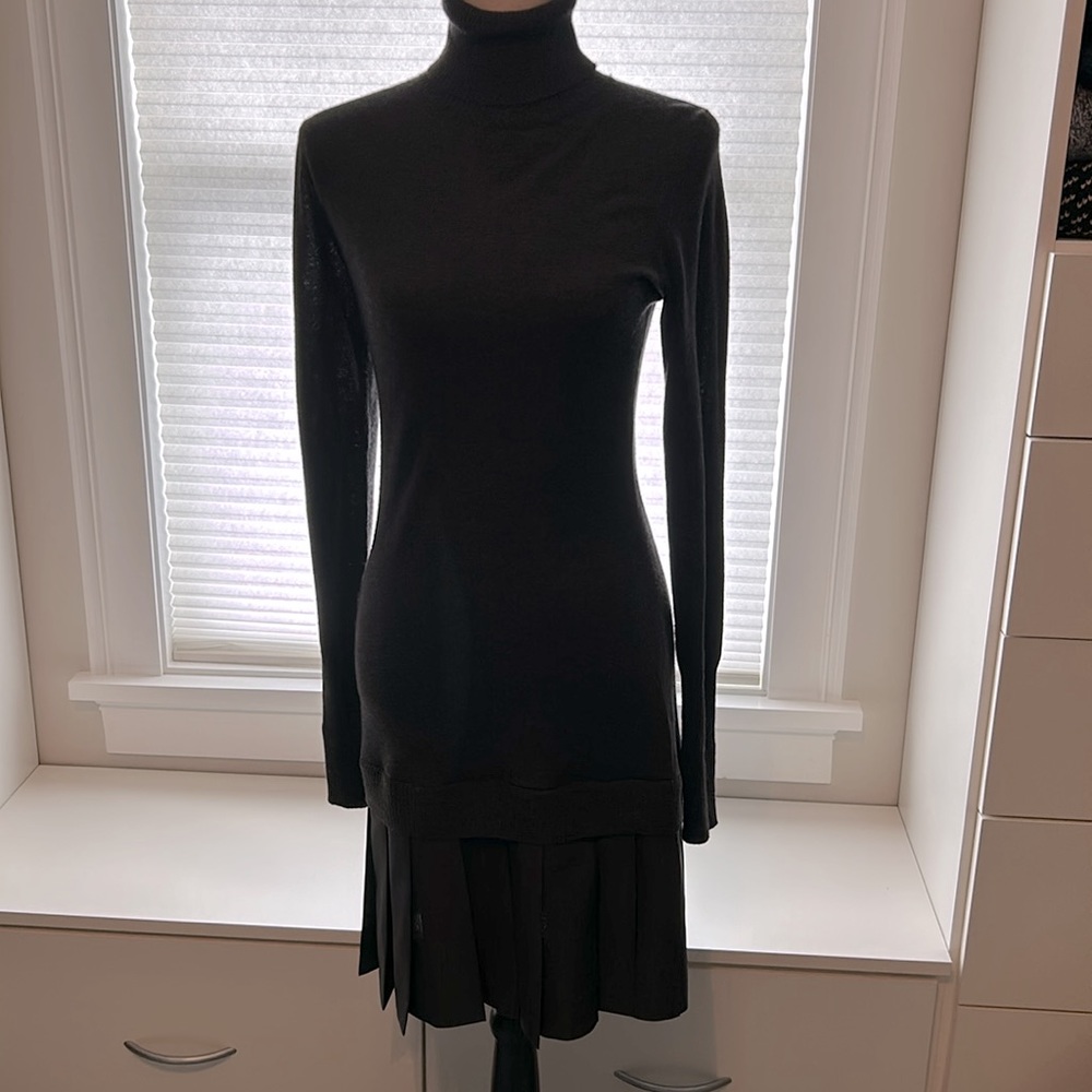 Soft Surroundings Chloe pleated turtleneck dress charcoal gray xsmall EUC